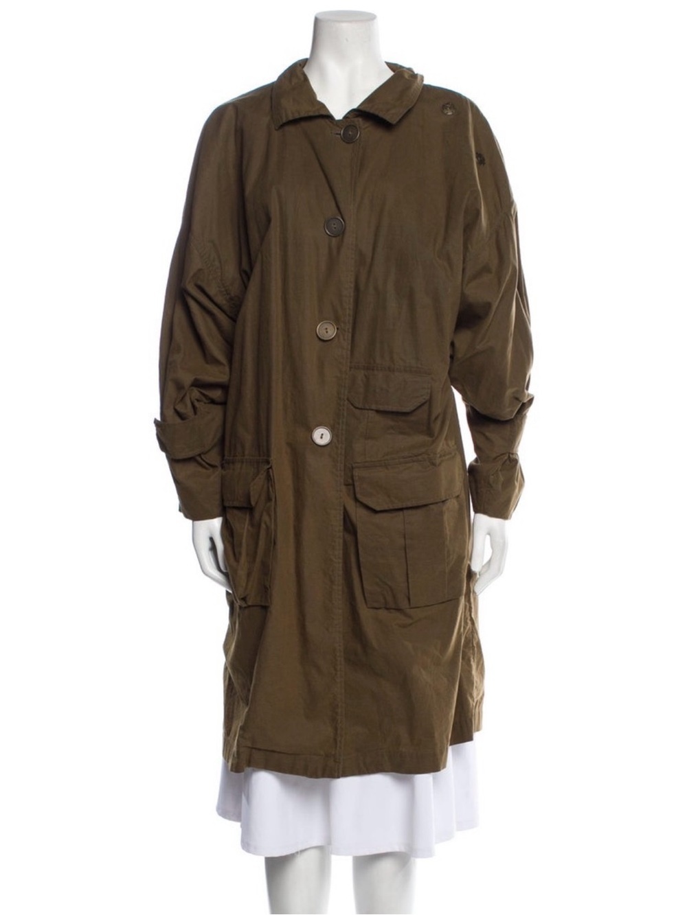 Acne Studios Olive Utility Trench Coat pink accents XL RARE EUC